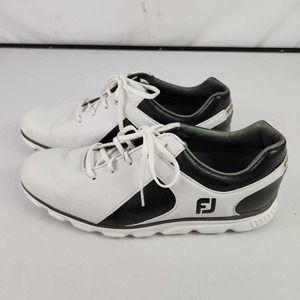 FJ Footjoy Mens Pro S/L Golf Sneakers Black White Lace Up Leather Waterproof 11M